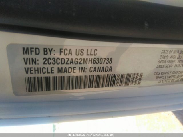 2C3CDZAG2MH630738 Dodge Challenger Sxt