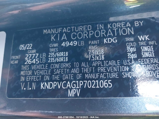 2023 KIA SPORTAGE HYBRID EX VIN: KNDPVCAG1P7021065