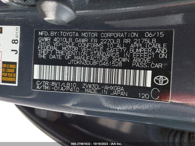 Toyota Prius Four 2015 JTDKN3DU8F0461528 Image 9