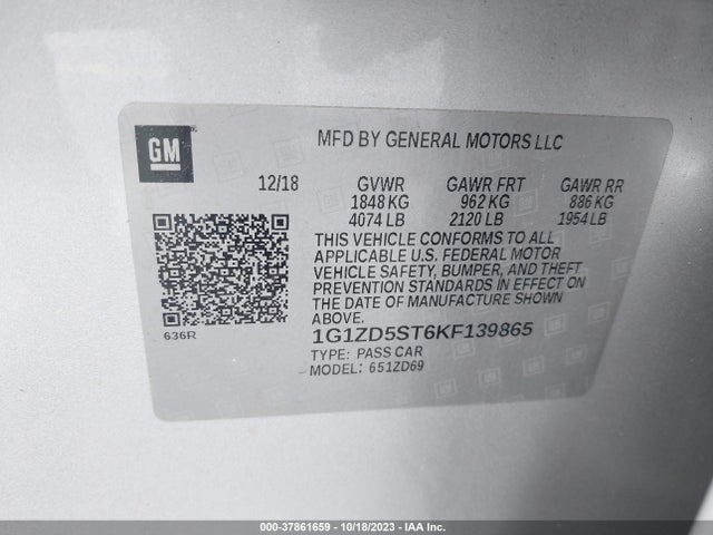Chevrolet MALIBU LT 2019 1G1ZD5ST6KF139865 Image 9