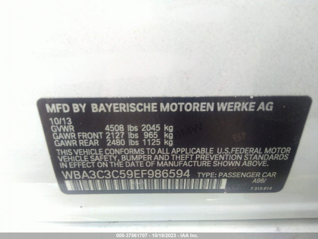 BMW 3 Series 320i Xdrive 2014 WBA3C3C59EF986594 Image 9
