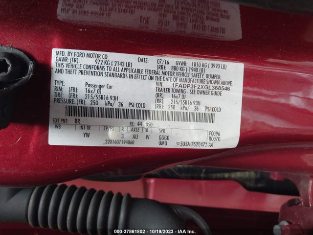 Ford FOCUS SE 2016 1FADP3F2XGL368546 Image 9