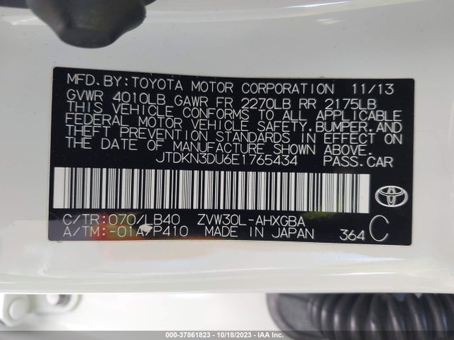 Toyota Prius Four/five/three/one/two 2014 JTDKN3DU6E1765434 Image 9