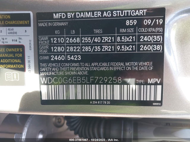 WDC0G6EB5LF729258 Mercedes-Benz Glc Amg Glc 43