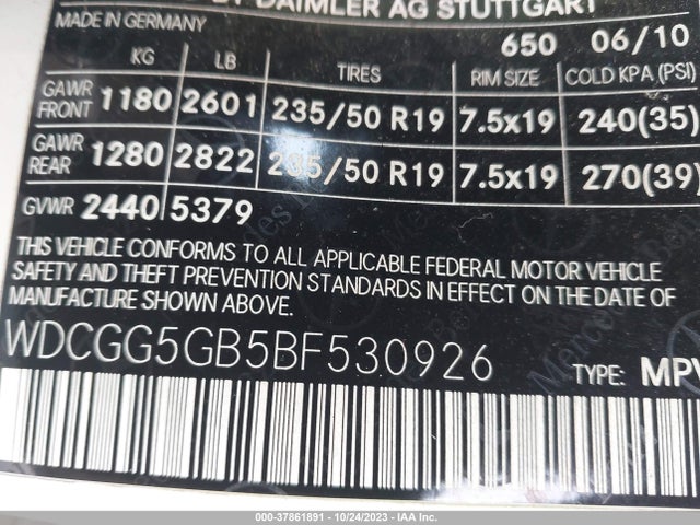 37861891 :رقم المزاد ، WDCGG5GB5BF530926 vin ، 2011 Mercedes-benz Glk 350 مزاد بيع