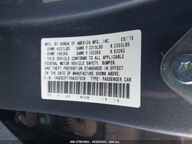 1HGCR2F77HA057838 Honda Accord Sedan Ex