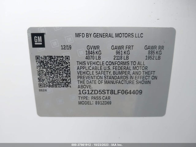 Chevrolet MALIBU LT 2020 1G1ZD5ST8LF064409 Image 9