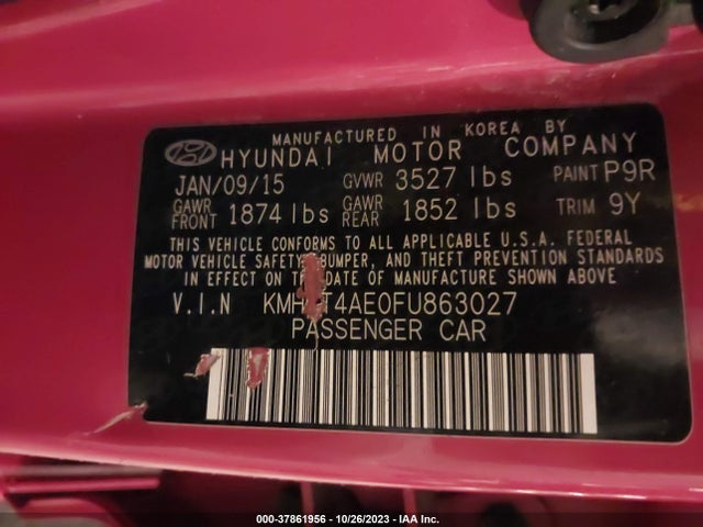 Aukcja sprzedaży 2015 Hyundai Accent Gls, vin: KMHCT4AE0FU863027, numer aukcji: 37861956