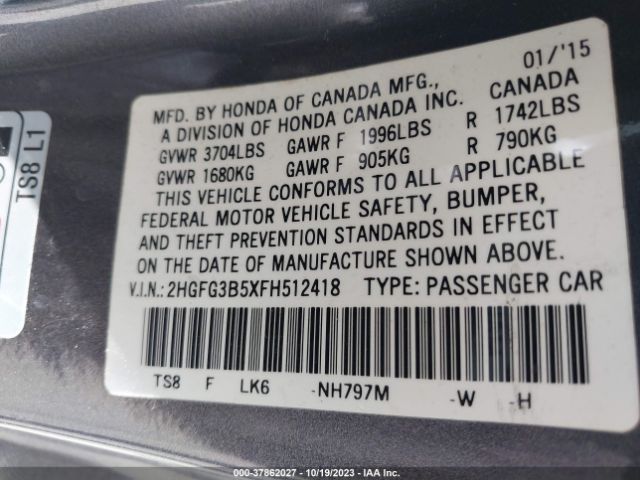 2HGFG3B5XFH512418 Honda Civic Coupe Lx