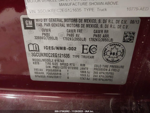 Chevrolet Silverado 1500 Lt 2014 3GCUKREC2EG121635 Image 9