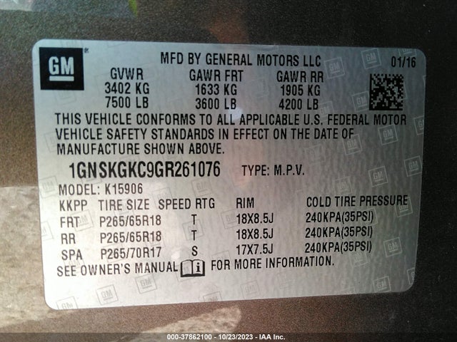 Chevrolet Suburban Ls 2016 1GNSKGKC9GR261076 Image 9