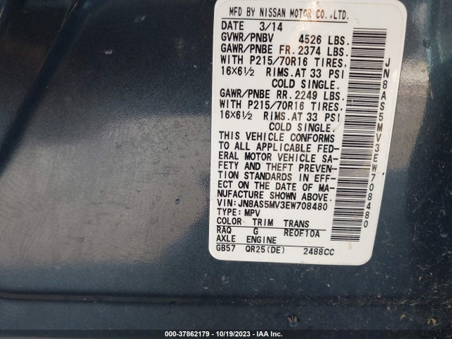 Nissan Rogue Select S 2014 JN8AS5MV3EW708480 Image 9