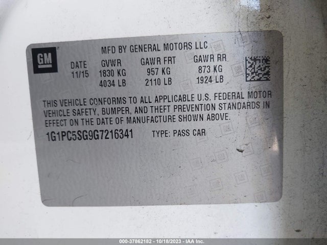 Chevrolet Cruze Limited Ls 2016 1G1PC5SG9G7216341 Image 9