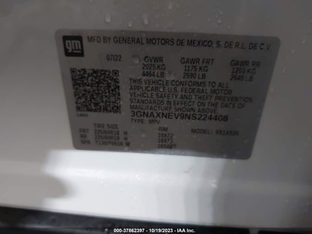 Chevrolet Equinox Premier 2022 3GNAXNEV9NS224408 Image 9