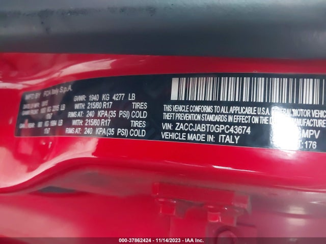 Jeep Renegade Latitude 2016 ZACCJABT0GPC43674 Image 9