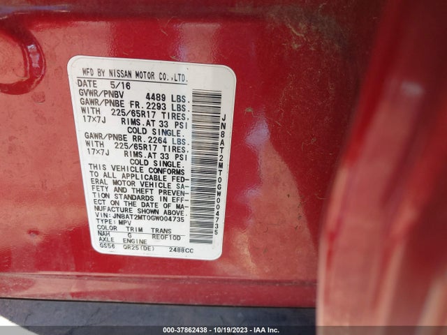 Nissan ROGUE S 2016 JN8AT2MT0GW004735 Image 9