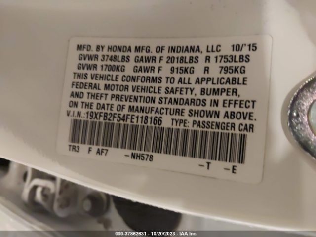 19XFB2F54FE118166 Honda Civic Sedan Lx