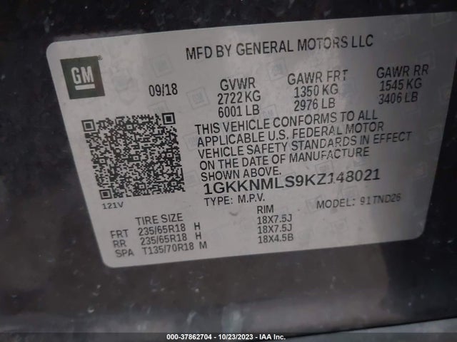 GMC ACADIA SLT 2019 1GKKNMLS9KZ148021 Image 9