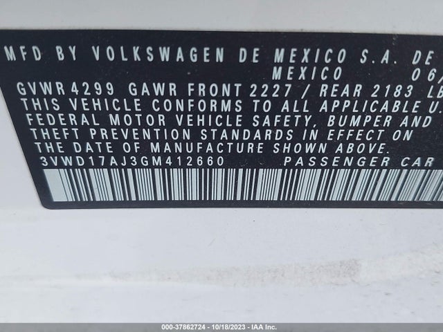 3VWD17AJ3GM412660 Volkswagen Jetta Sedan 1.8t Sport