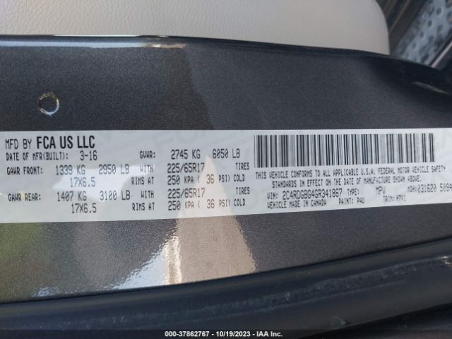 2C4RDGBG4GR341867 Dodge Grand Caravan American Value Pkg