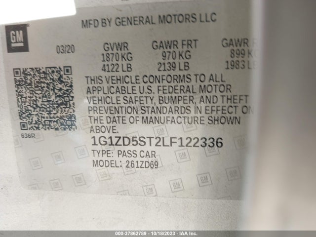 Chevrolet MALIBU LT 2020 1G1ZD5ST2LF122336 Image 9