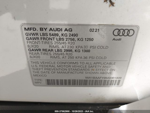 2021 AUDI Q5 WA1BAAFY9M2061909 Photo 8