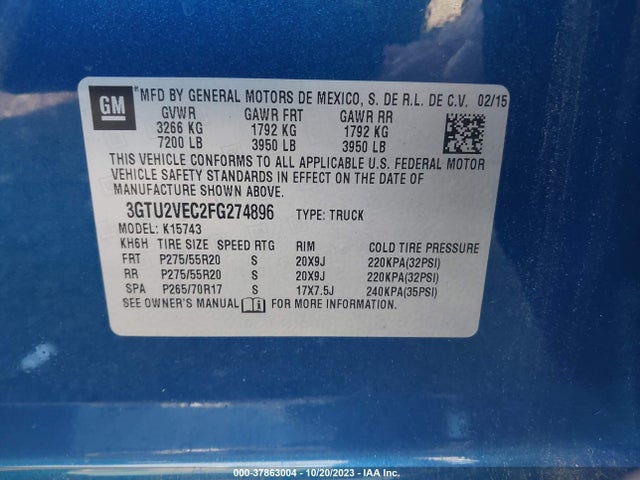GMC Sierra 1500 Slt 2015 3GTU2VEC2FG274896 Image 9