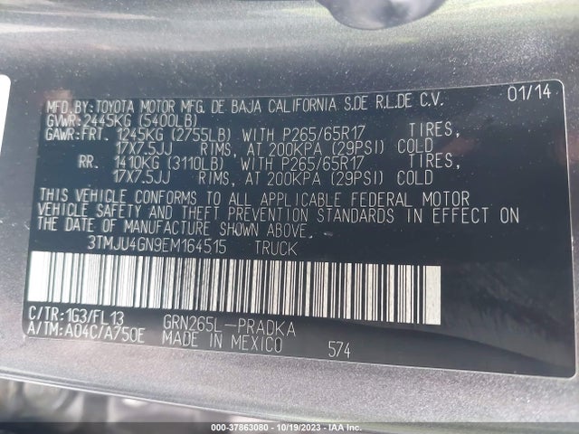 Toyota Tacoma Prerunner 2014 3TMJU4GN9EM164515 Image 9