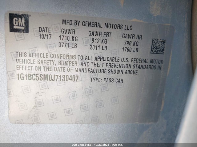 Chevrolet CRUZE LS 2018 1G1BC5SM0J7130407 Image 9
