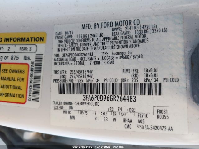 3FA6P0D96GR264483 Ford Fusion Titanium