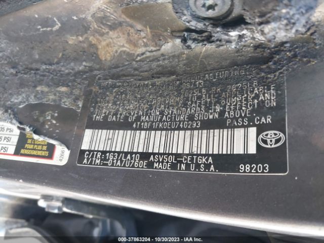 4T1BF1FK0EU740293 Toyota CAMRY XLE