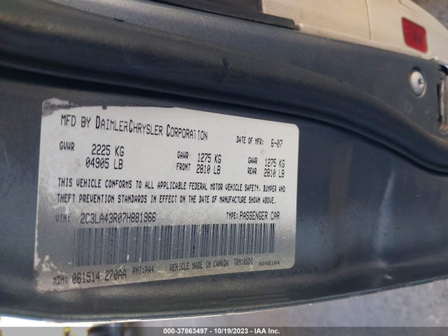 2007 CHRYSLER 300 VIN: 2C3LA43R07H881966