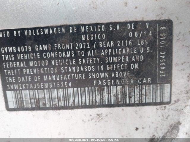 3VW2K7AJ9EM315254 Volkswagen Jetta Sedan S