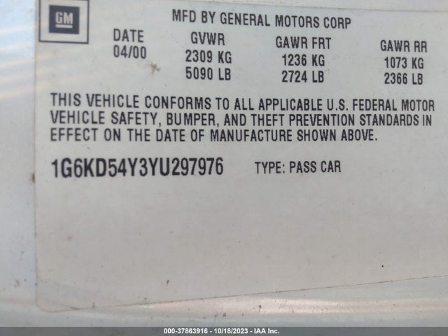 2000 CADILLAC DEVILLE 1G6KD54Y3YU297976 Photo 8
