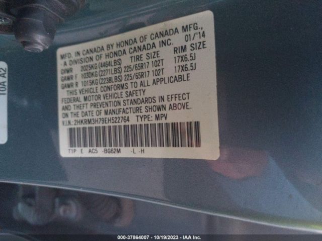 2HKRM3H79EH522764 Honda Cr-v Ex-l