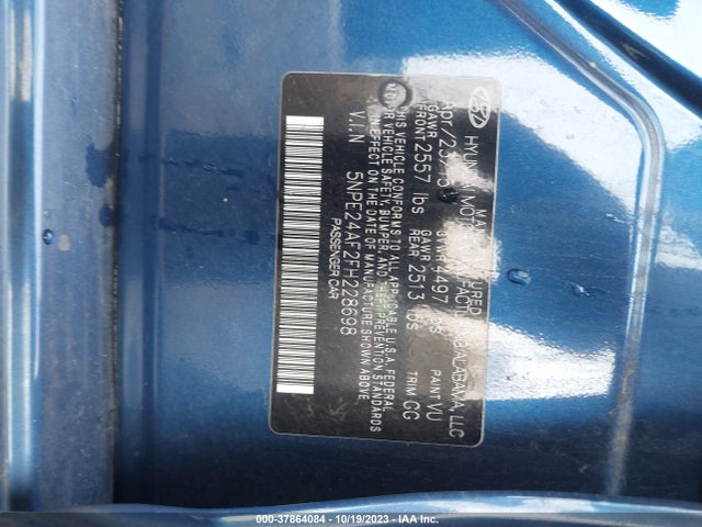 Hyundai Sonata 2.4l Se 2015 5NPE24AF2FH228698 Image 9