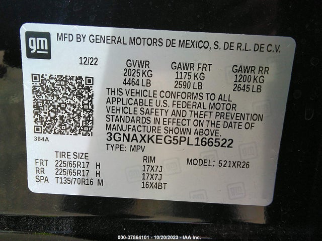 Chevrolet EQUINOX LT 2023 3GNAXKEG5PL166522 Image 9