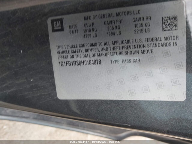 Chevrolet Camaro 1lt 2017 1G1FB1RS6H0184878 Image 9