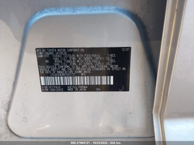 2008 SCION XB VIN: JTLKE50E881053137