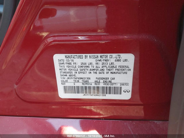 JN1FV7AP4GM421306 Infiniti Q50 3.0t Red Sport 400