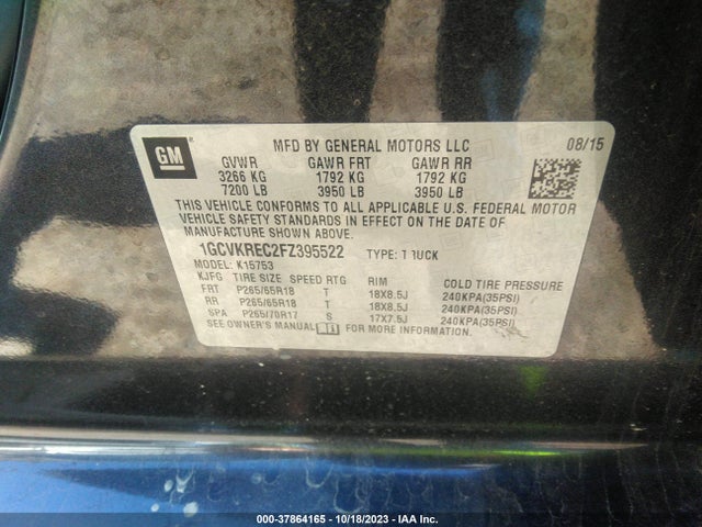 Chevrolet Silverado 1500 2lt 2015 1GCVKREC2FZ395522 Image 9