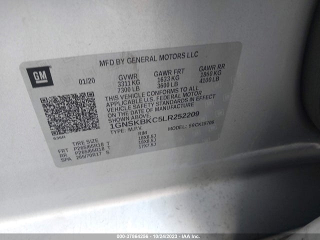 Chevrolet Tahoe Lt 2020 1GNSKBKC5LR252209 Image 9