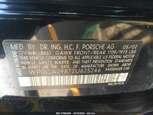 2002 PORSCHE BOXSTER WP0CA29872U625246 Photo 8