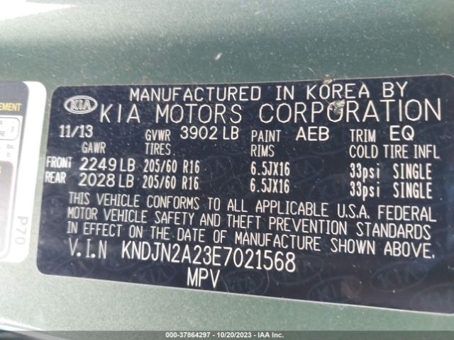 KNDJN2A23E7021568 KIA Soul Base