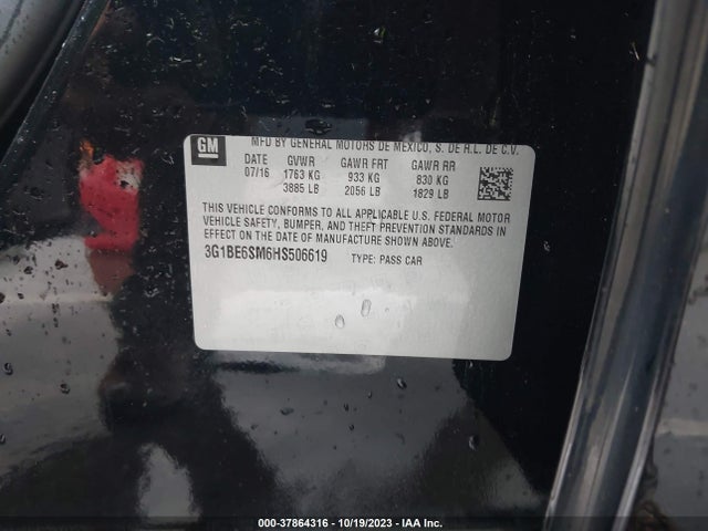 Chevrolet CRUZE LT 2017 3G1BE6SM6HS506619 Image 9