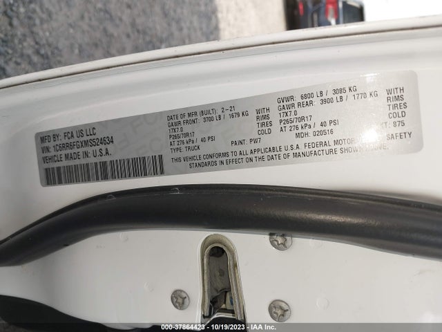 RAM 1500 Classic Tradesman 2021 1C6RR6FGXMS524634 Image 9