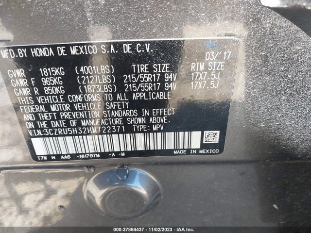 Honda HR-V LX 2017 3CZRU5H32HM722371 Image 9