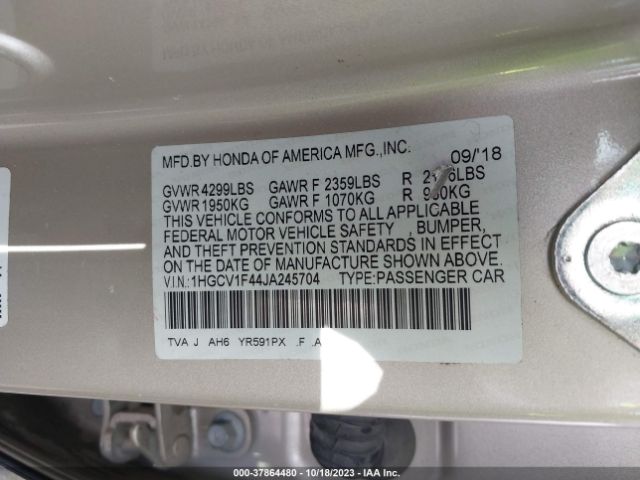 1HGCV1F44JA245704 Honda Accord Sedan Ex 1.5t