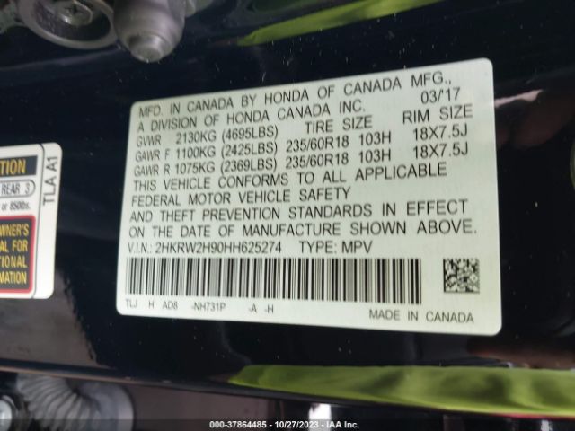 2HKRW2H90HH625274 Honda Cr-v Touring