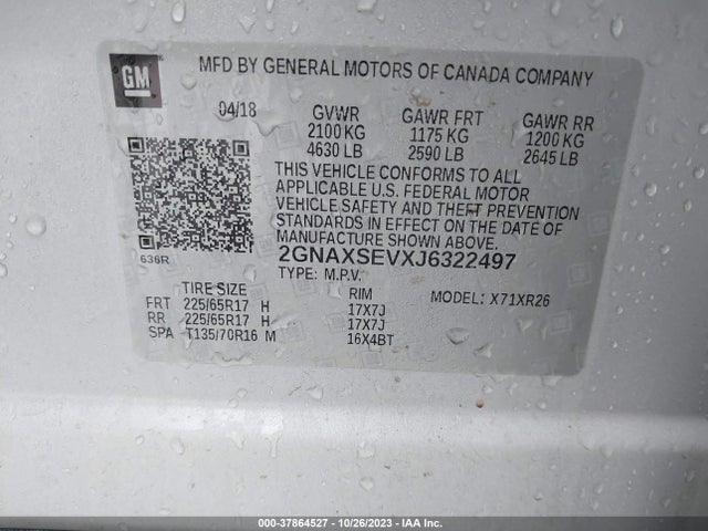 Chevrolet EQUINOX LT 2018 2GNAXSEVXJ6322497 Image 9
